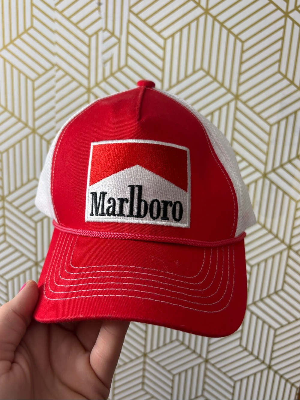 Marlboro Red and White Mesh Logo Cap